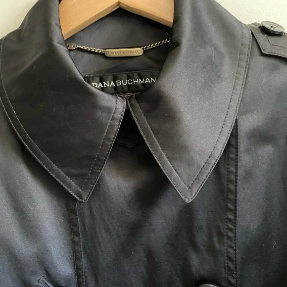 🎉🎉HP🎉🎉 Dana Buchman black all-season belted trench coat style size M - Picture 5 of 10